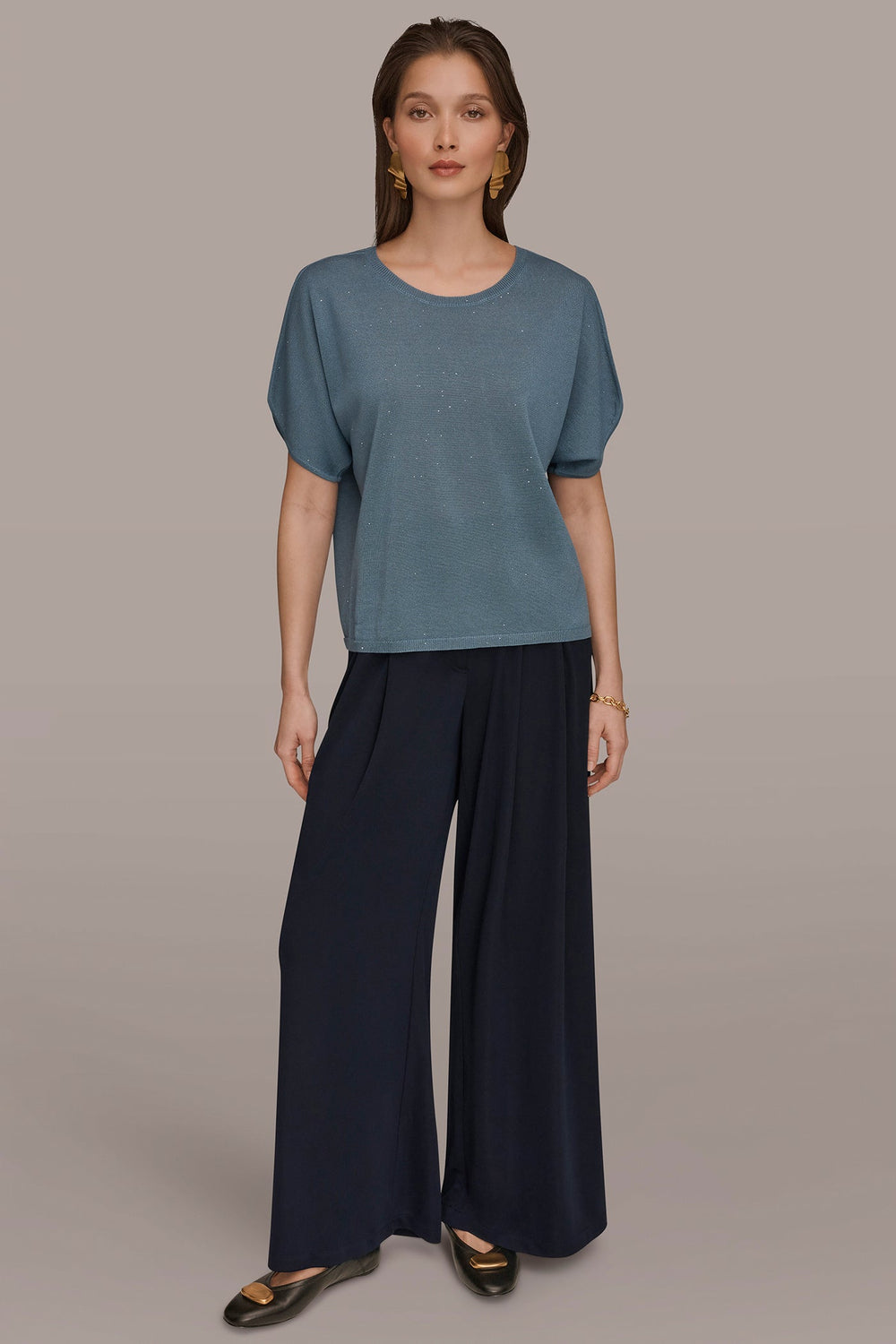 Donna Karan | SEQUIN SPLIT SLEEVE SWEATER