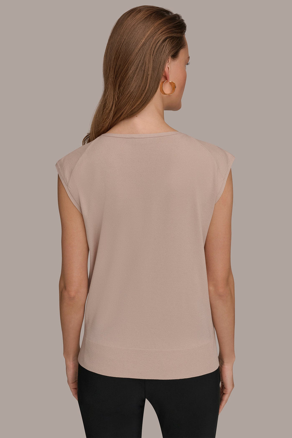 Donna Karan | CAP SLEEVE METALLIC TRIM SWEATER