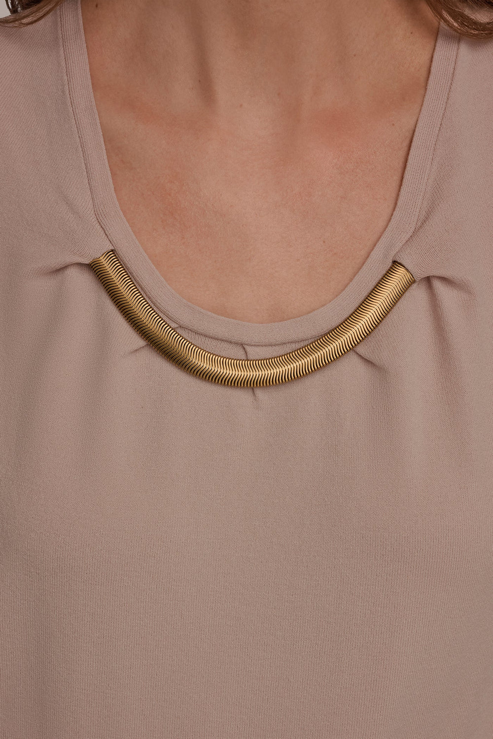 Donna Karan | CAP SLEEVE METALLIC TRIM SWEATER