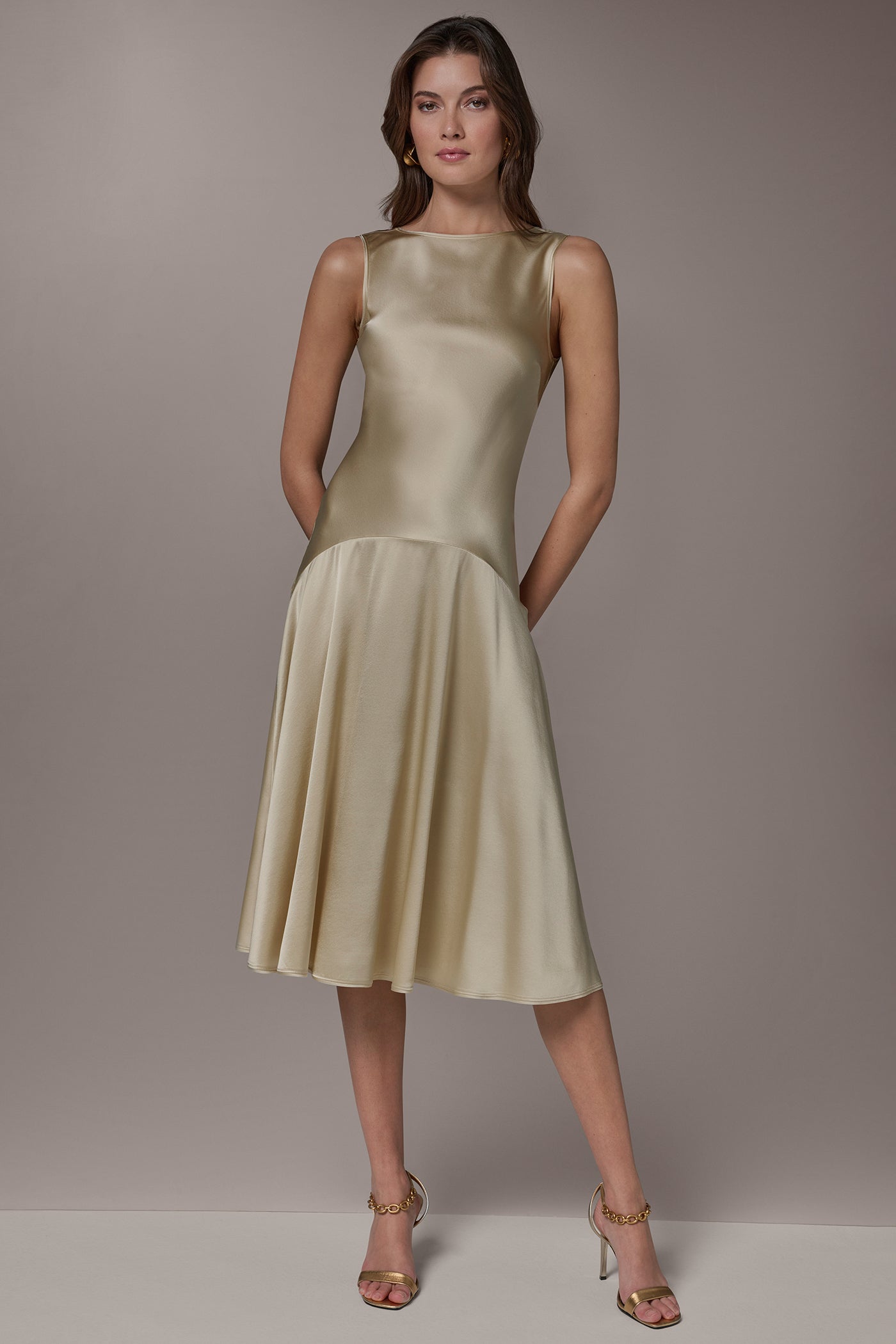 Donna Karan | SILK-CHARMEUSE MIDI A-LINE DRESS