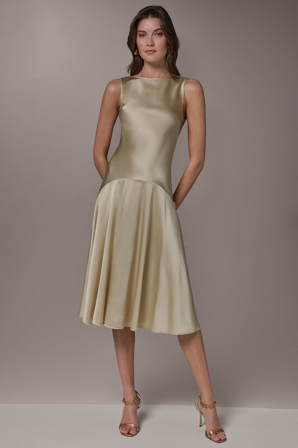 Donna Karan | SILK-CHARMEUSE MIDI A-LINE DRESS