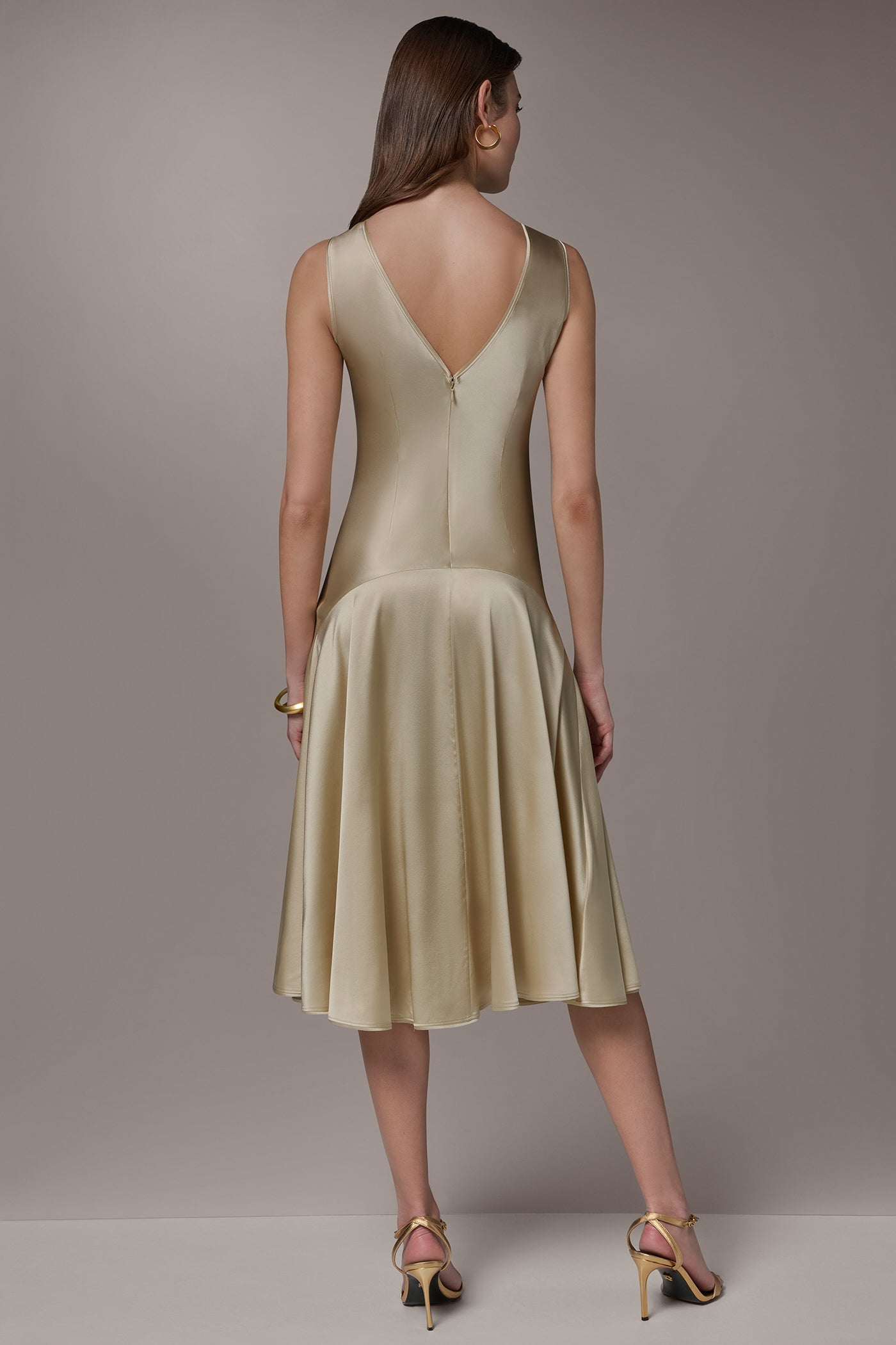 Donna Karan | SILK-CHARMEUSE MIDI A-LINE DRESS