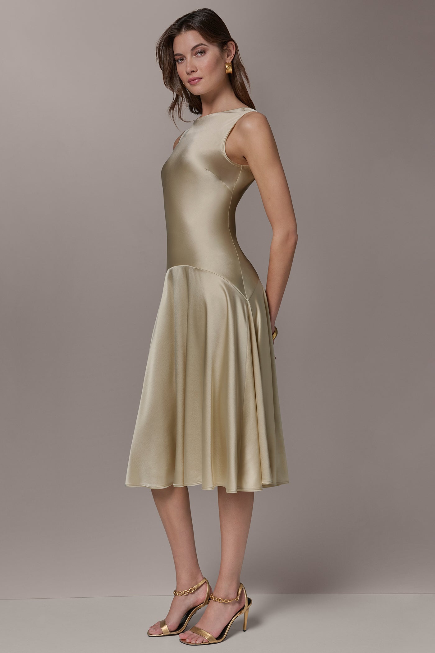 Donna Karan | SILK-CHARMEUSE MIDI A-LINE DRESS