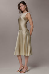 Donna Karan | SILK-CHARMEUSE MIDI A-LINE DRESS