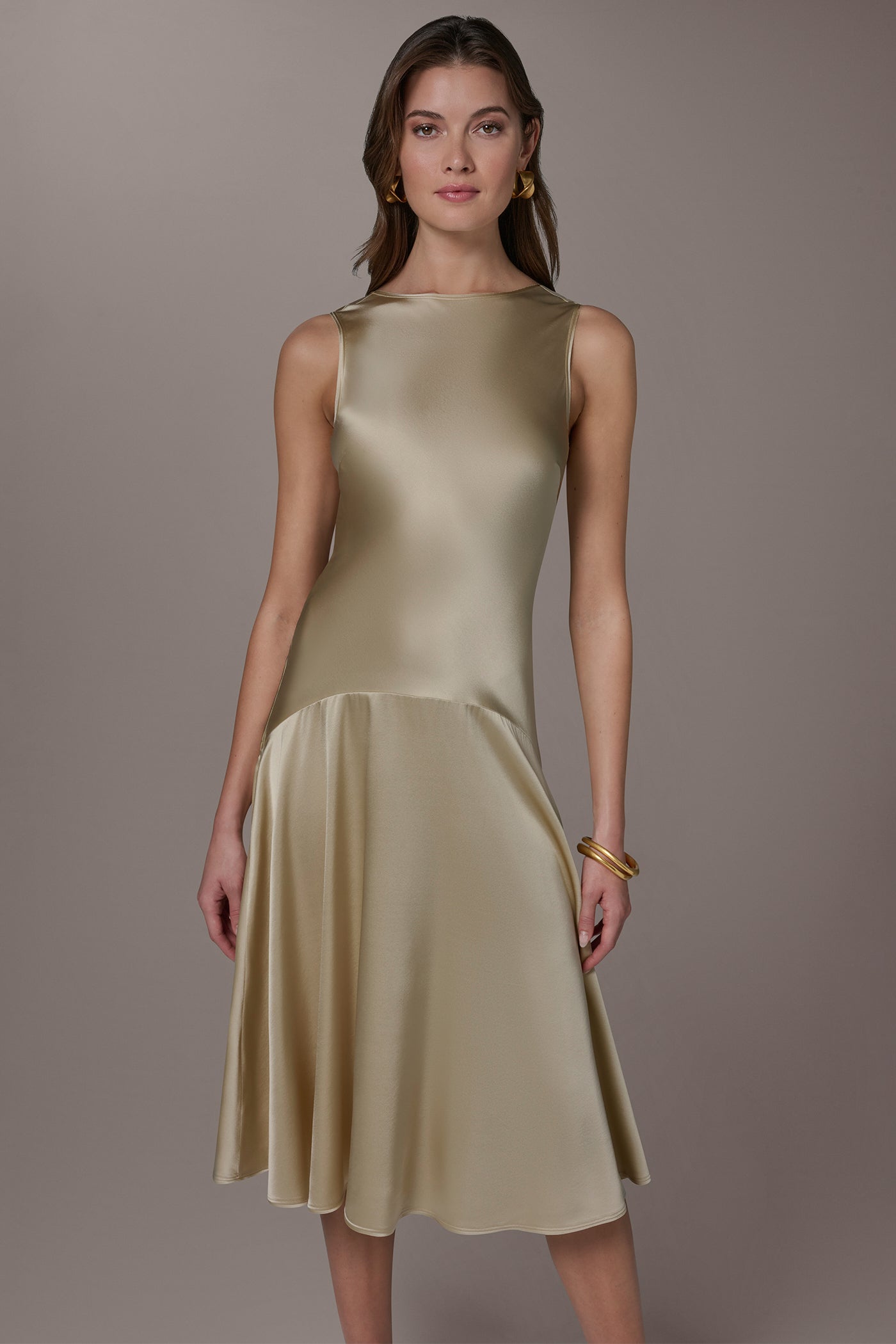 Donna Karan | SILK-CHARMEUSE MIDI A-LINE DRESS