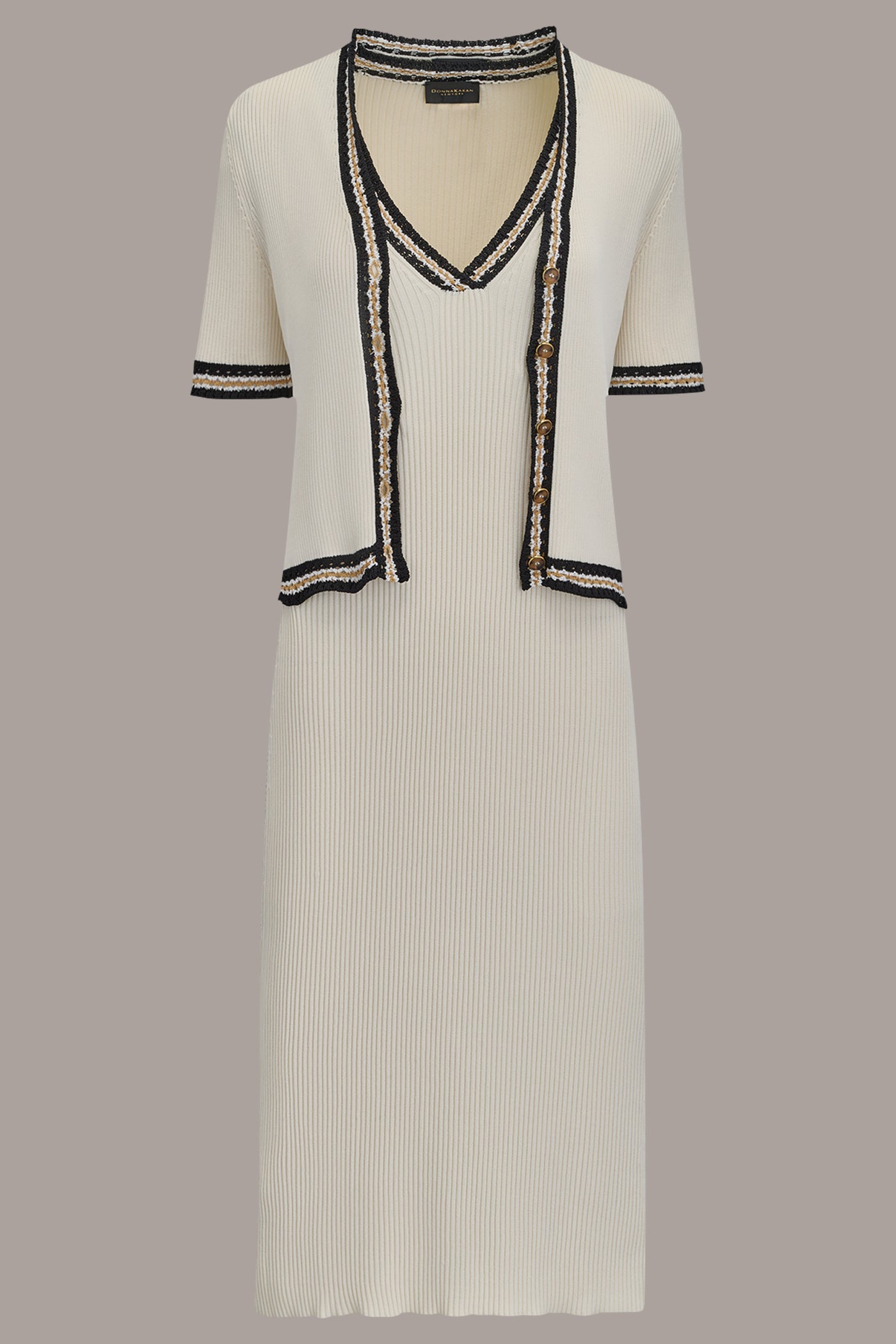 Donna Karan | MIDI SHEATH DRESS WITH CARDIGAN