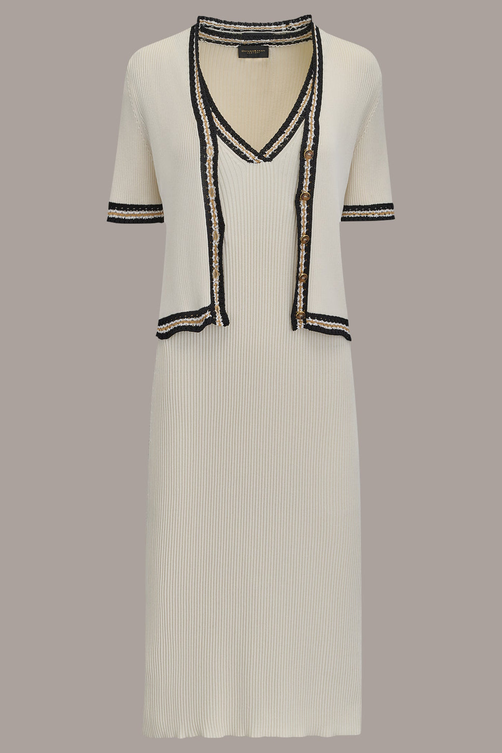 Donna Karan | MIDI SHEATH DRESS WITH CARDIGAN
