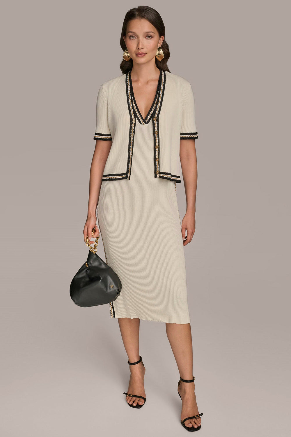 Donna Karan | MIDI SHEATH DRESS WITH CARDIGAN