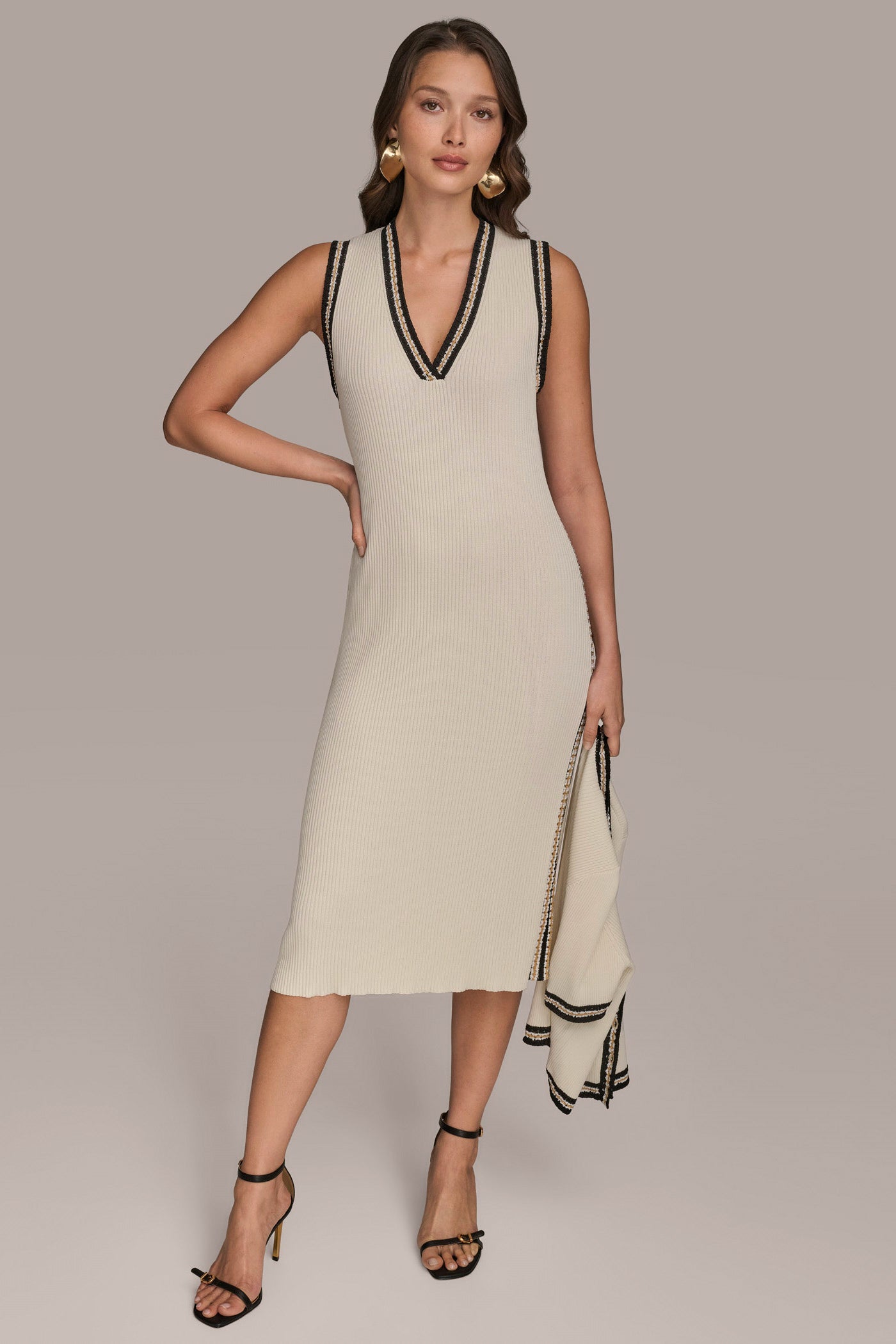 Donna Karan | MIDI SHEATH DRESS WITH CARDIGAN