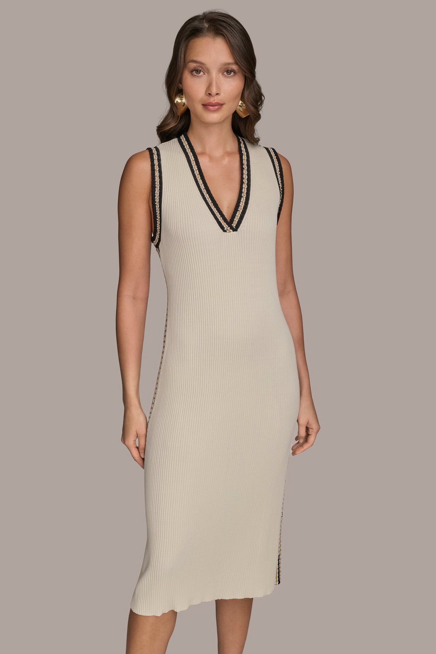 Donna Karan | MIDI SHEATH DRESS WITH CARDIGAN