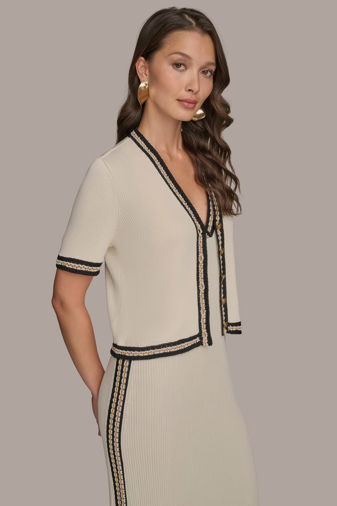 Donna Karan | MIDI SHEATH DRESS WITH CARDIGAN