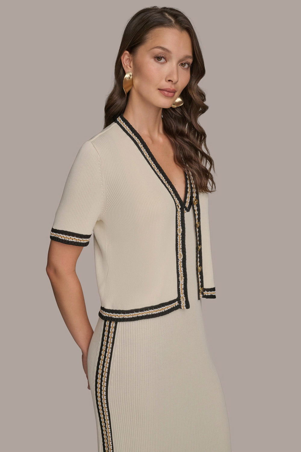 Donna Karan | MIDI SHEATH DRESS WITH CARDIGAN