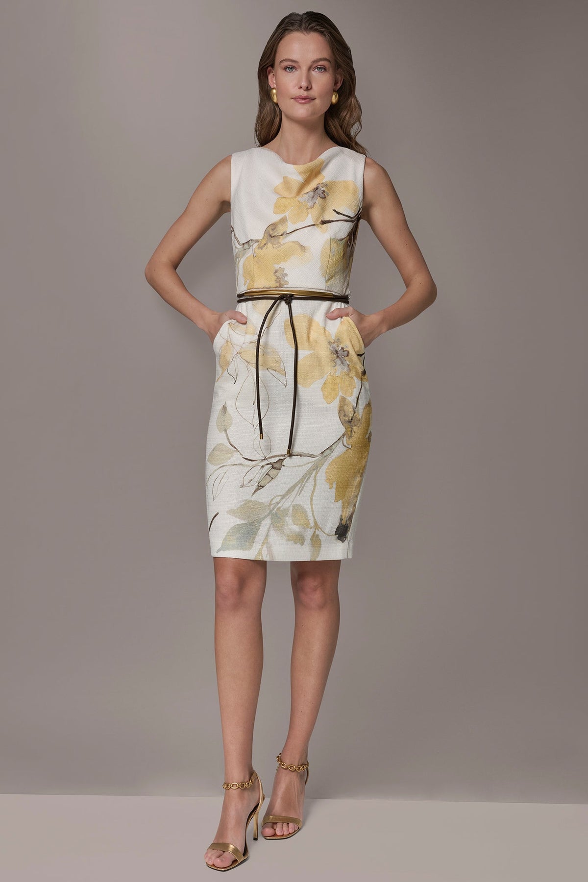 Donna Karan | TWEED FLORAL SLEEVELESS SHEATH DRESS