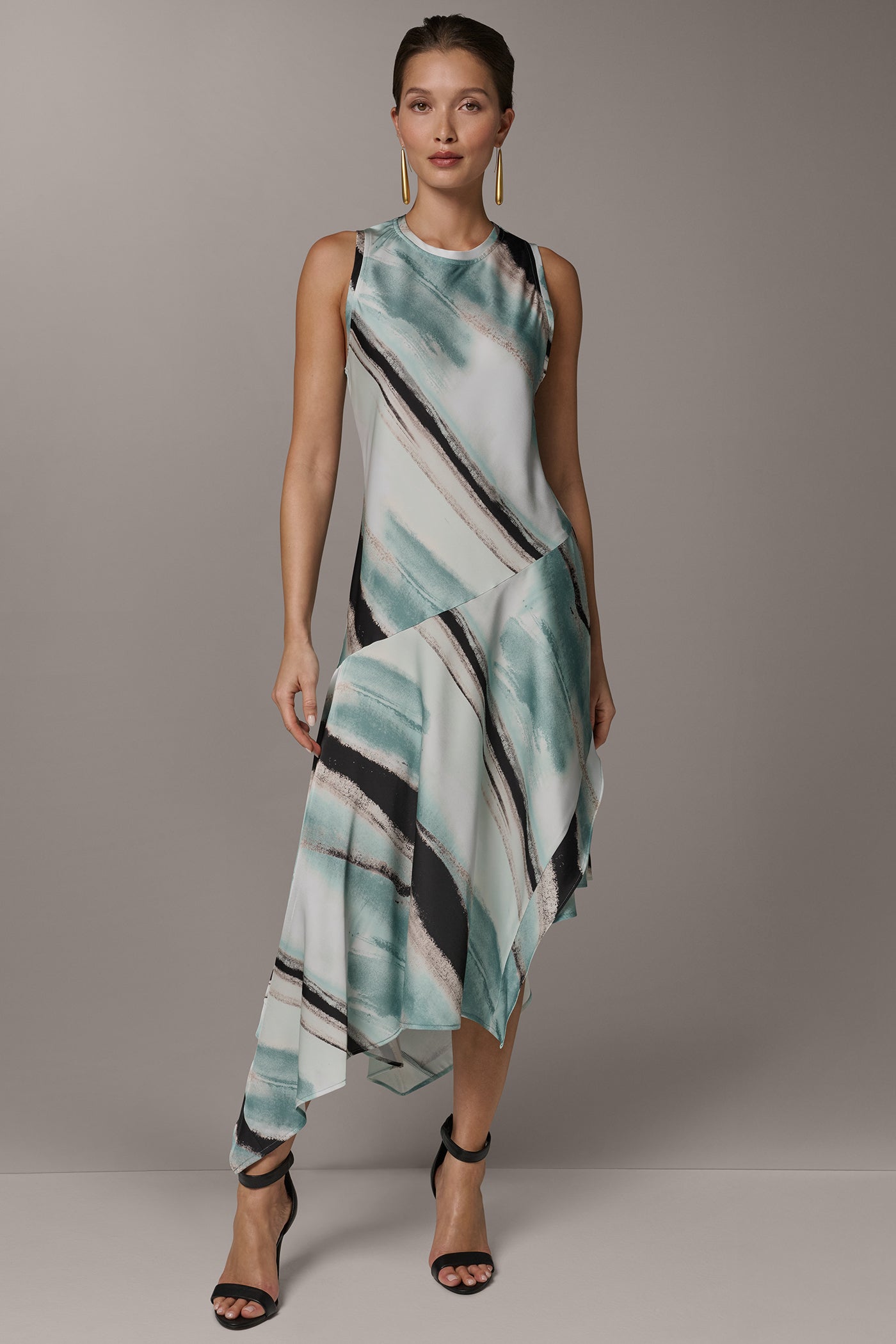 Donna Karan | ASYMMETRIC PRINTED MIDI FIT AND FLARE DRESS