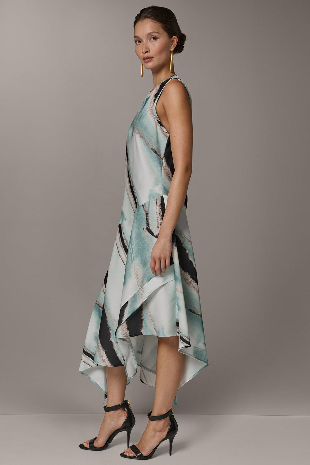 Donna Karan | ASYMMETRIC PRINTED MIDI FIT AND FLARE DRESS