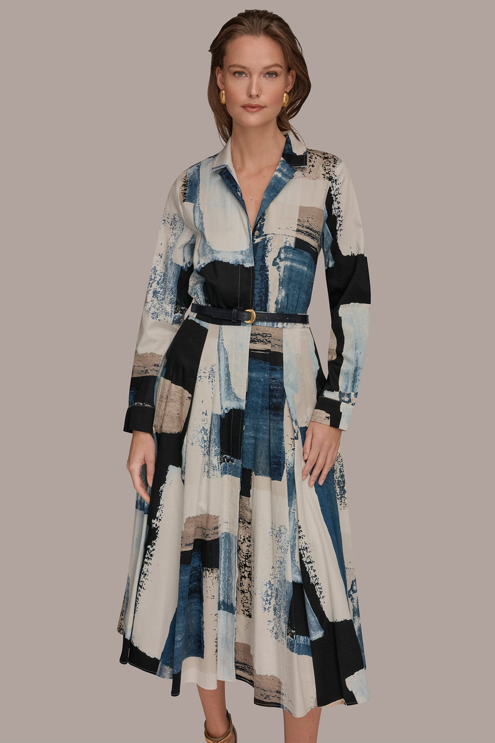 Donna Karan | LONG SLEEVE BUTTON FRONT DRESS