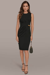 Donna Karan | SLEEVELESS PLEATED MIDI SHEATH DRESS