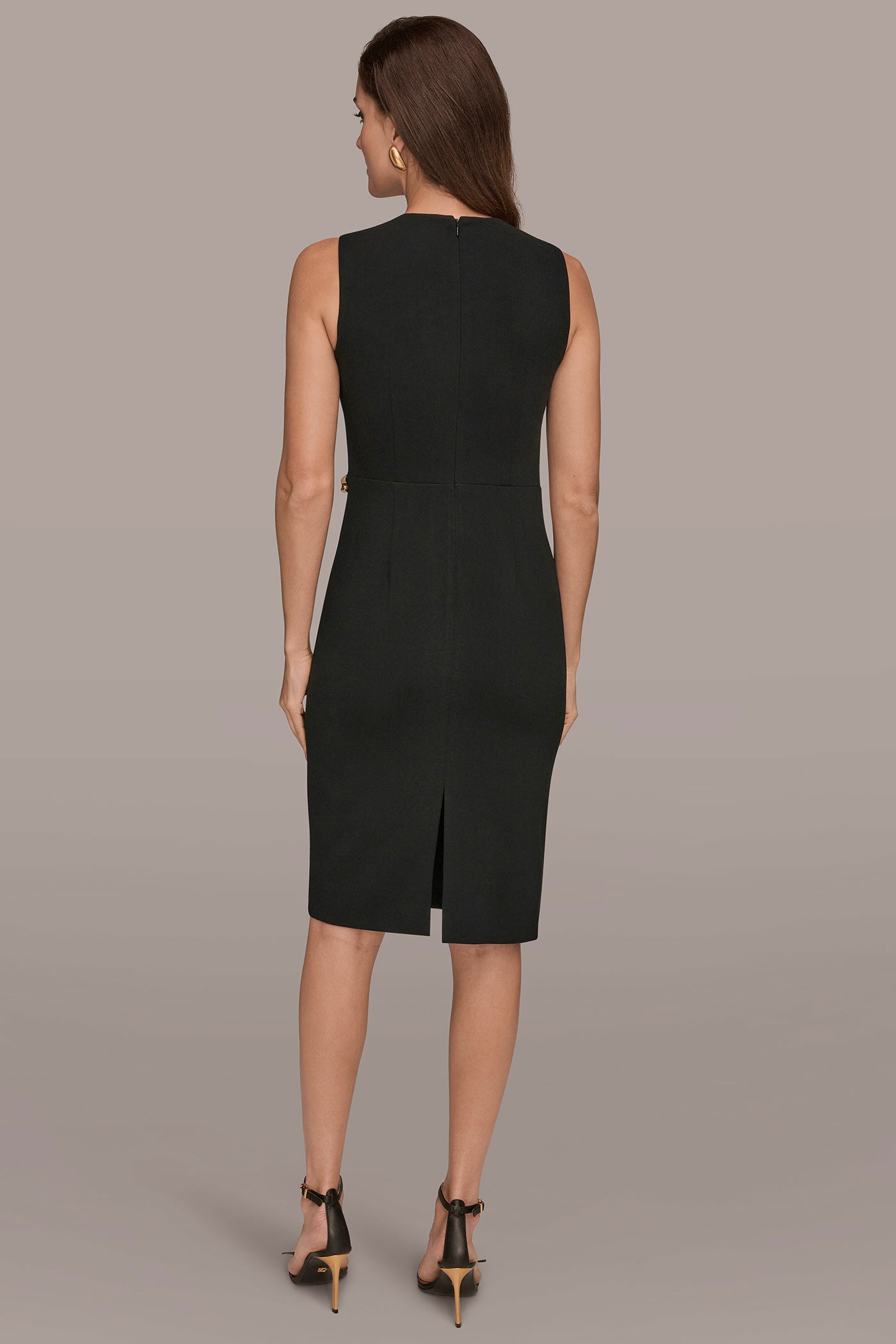 Donna Karan | SLEEVELESS PLEATED MIDI SHEATH DRESS