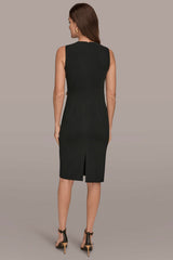 Donna Karan | SLEEVELESS PLEATED MIDI SHEATH DRESS