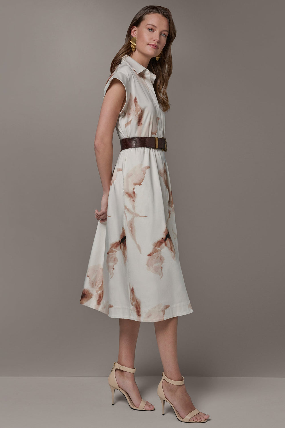 Donna Karan | COTTON-SATEEN FLORAL MIDI SHIRT DRESS