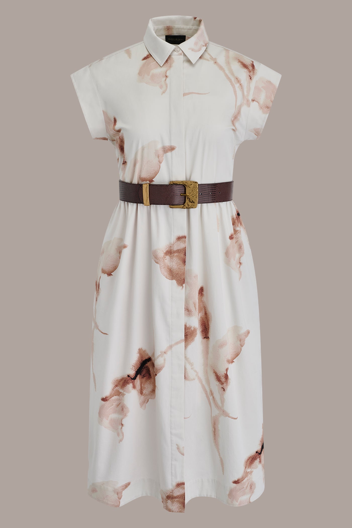 Donna Karan | COTTON-SATEEN FLORAL MIDI SHIRT DRESS