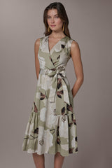 Donna Karan | COTTON-SATEEN WRAP MIDI A-LINE DRESS