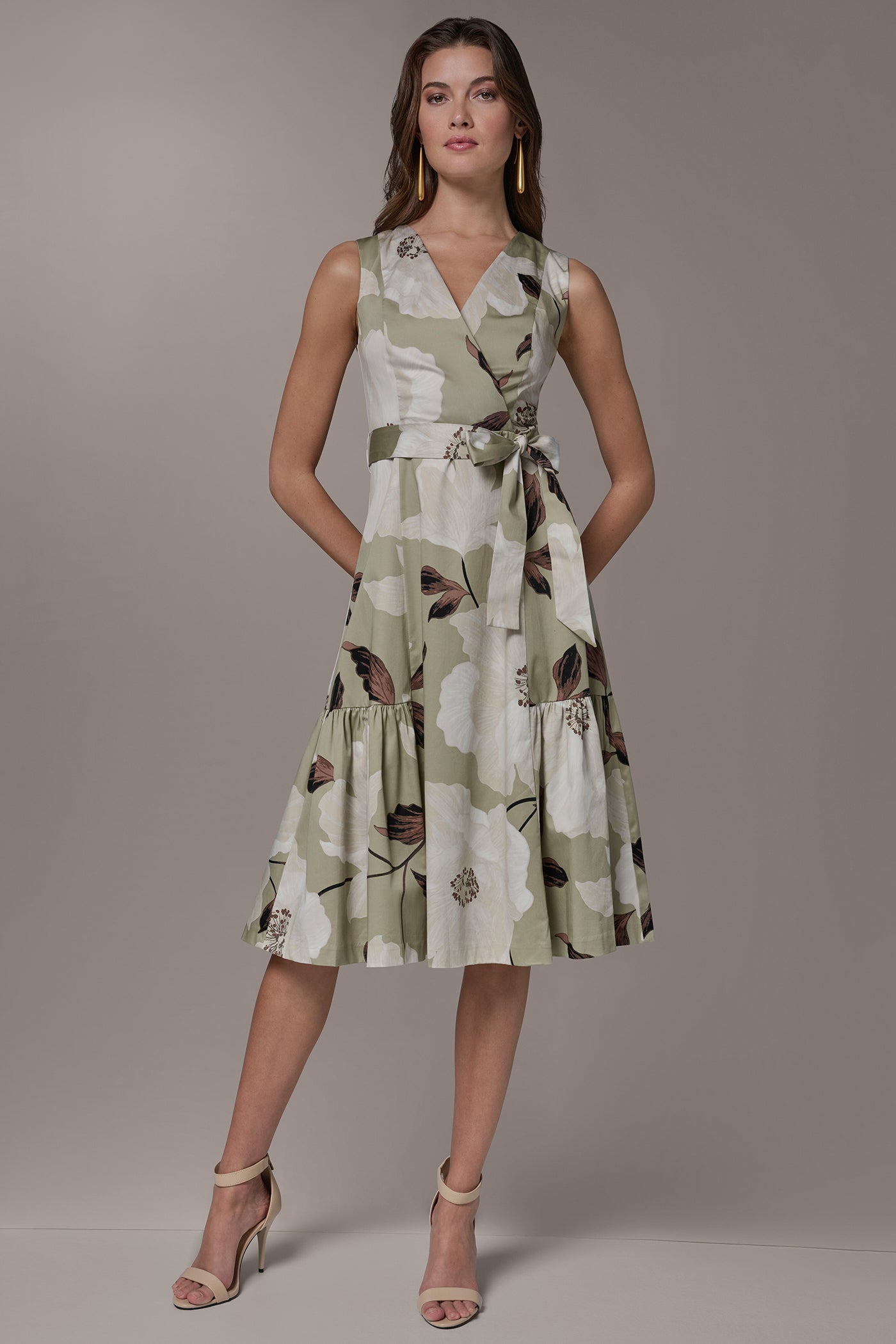 Donna Karan | COTTON-SATEEN WRAP MIDI A-LINE DRESS