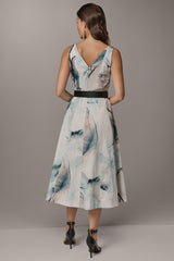 Donna Karan | STRETCH-COTTON PRINTED MIDI FIT AND FLARE DRESS