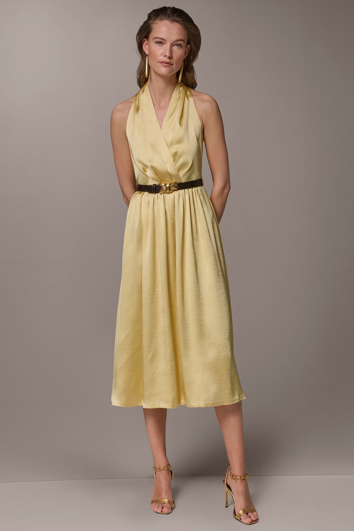 Donna Karan | SLEEVELESS COWL-NECK MIDI DRESS