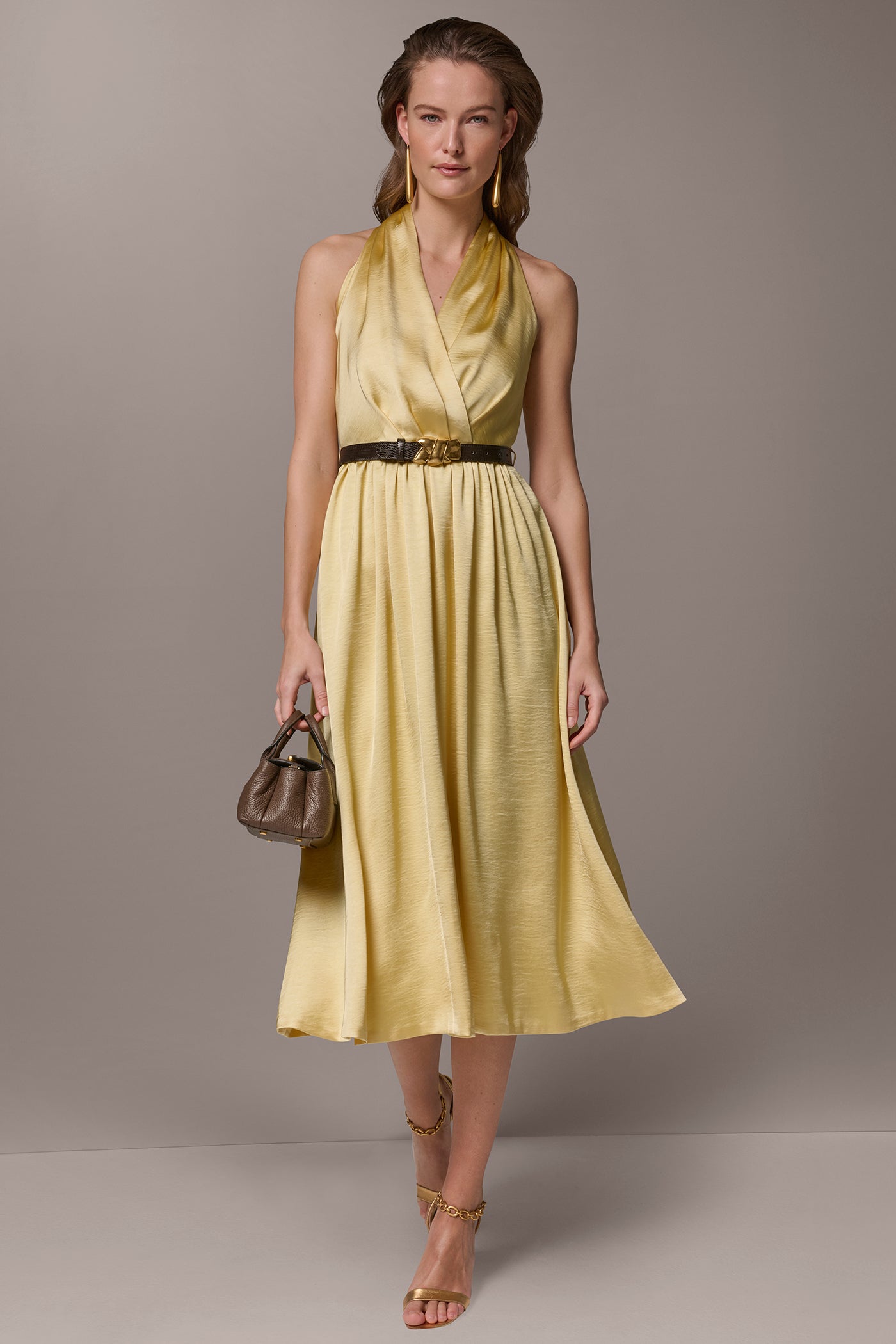 Donna Karan | SLEEVELESS COWL-NECK MIDI DRESS