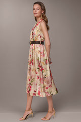 Donna Karan | CHARMEUSE FLORAL WRAP-EFFECT MIDI HALTER DRESS