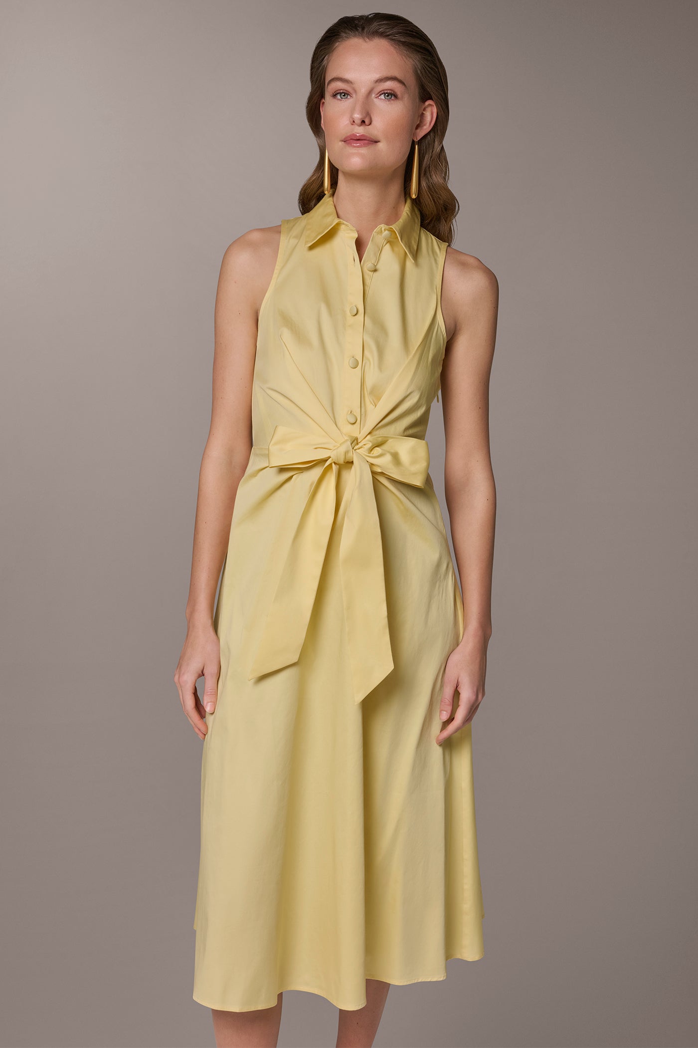 Donna Karan | COTTON-SATEEN MIDI SHIRT DRESS