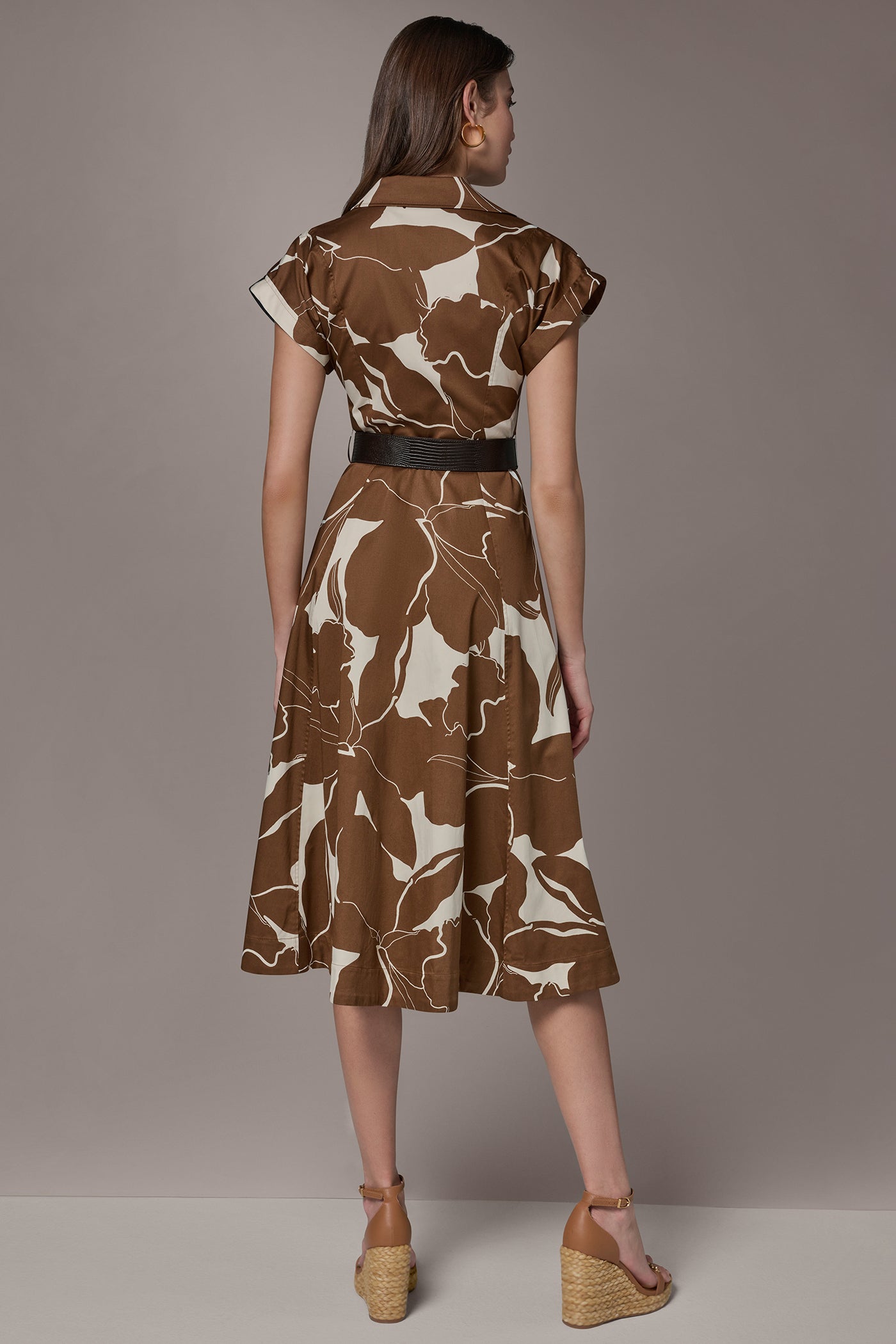 Donna Karan | COTTON-SATEEN FLORAL MIDI SHIRT DRESS