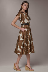 Donna Karan | COTTON-SATEEN FLORAL MIDI SHIRT DRESS