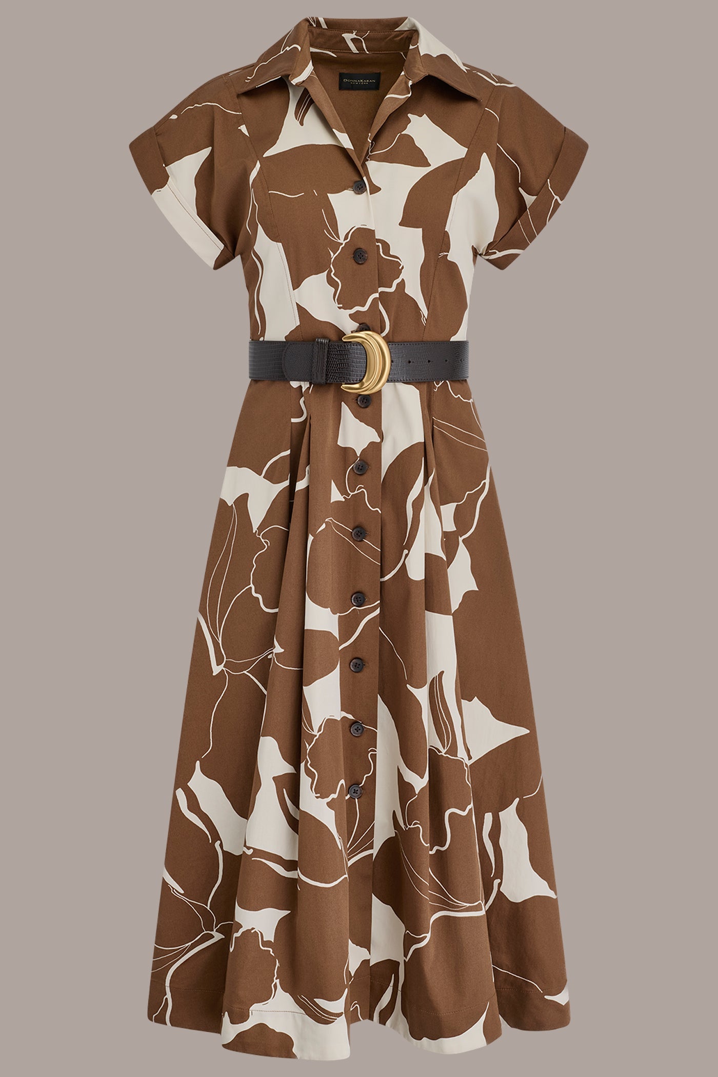 Donna Karan | COTTON-SATEEN FLORAL MIDI SHIRT DRESS