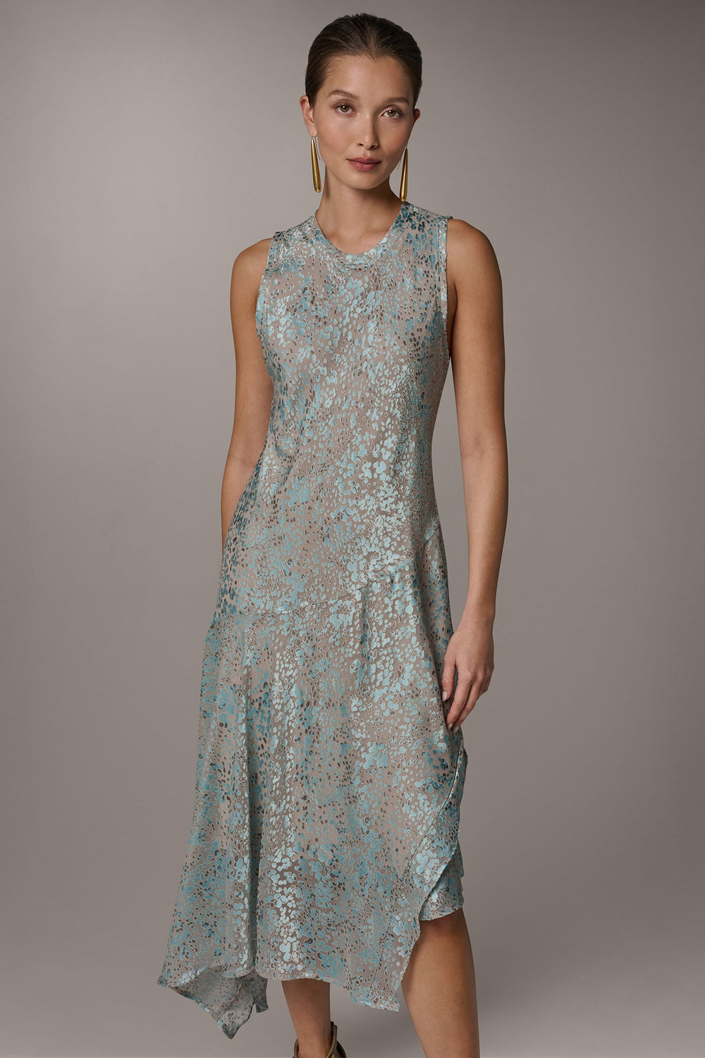 Donna Karan | SLEEVELESS MIDI FIT AND FLARE DRESS