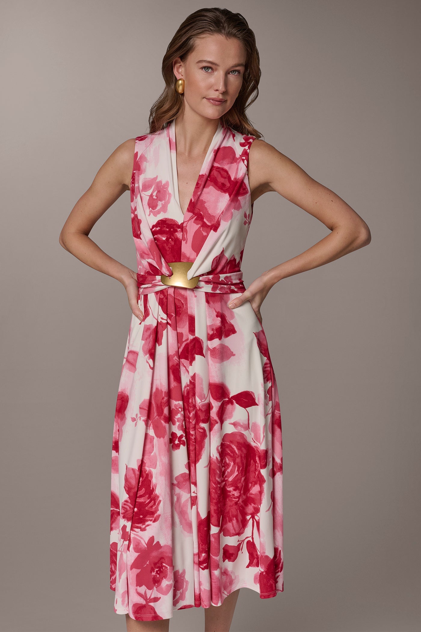 Donna Karan | FLORAL MIDI A-LINE DRESS