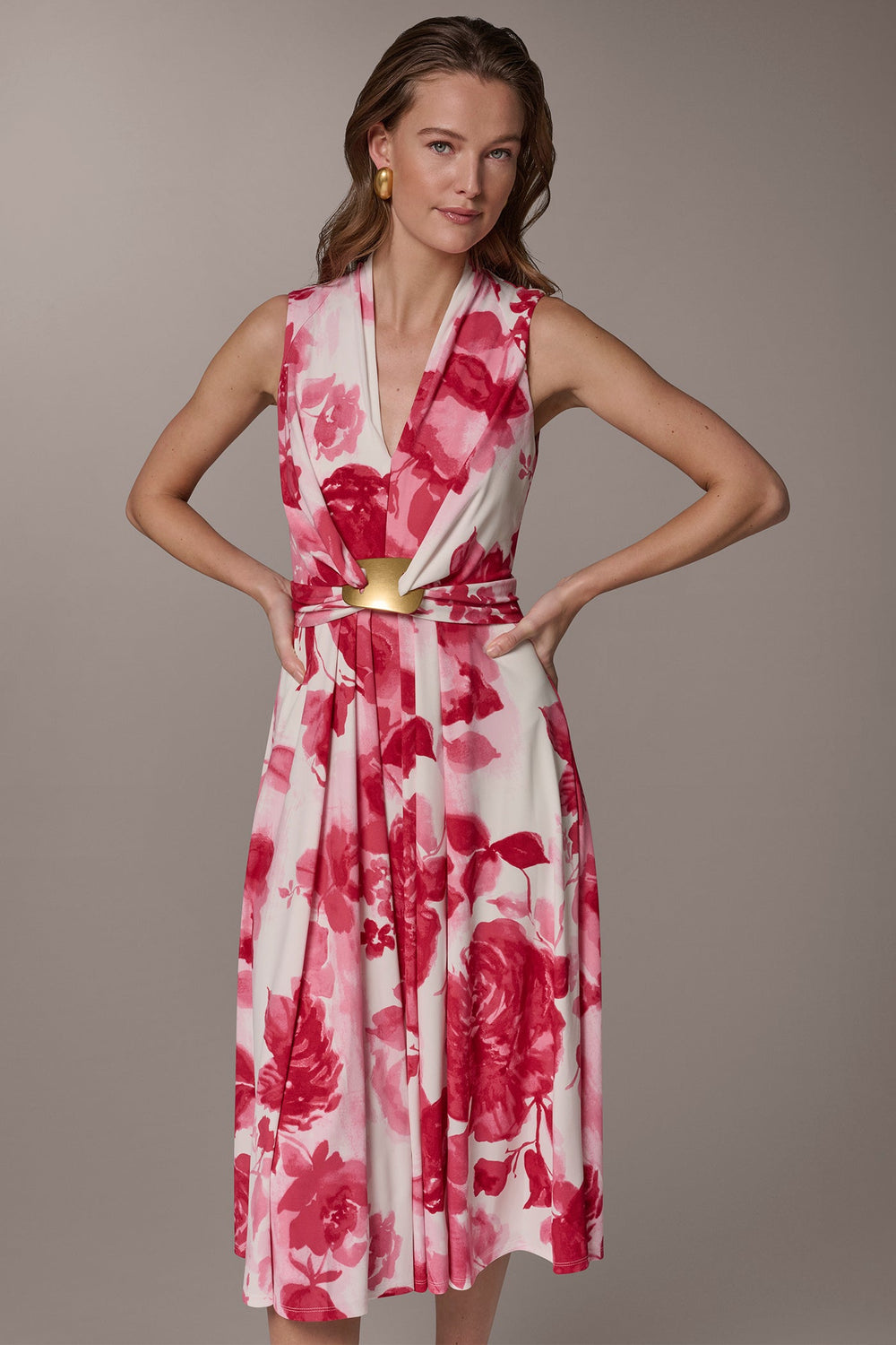 Donna Karan | FLORAL MIDI A-LINE DRESS