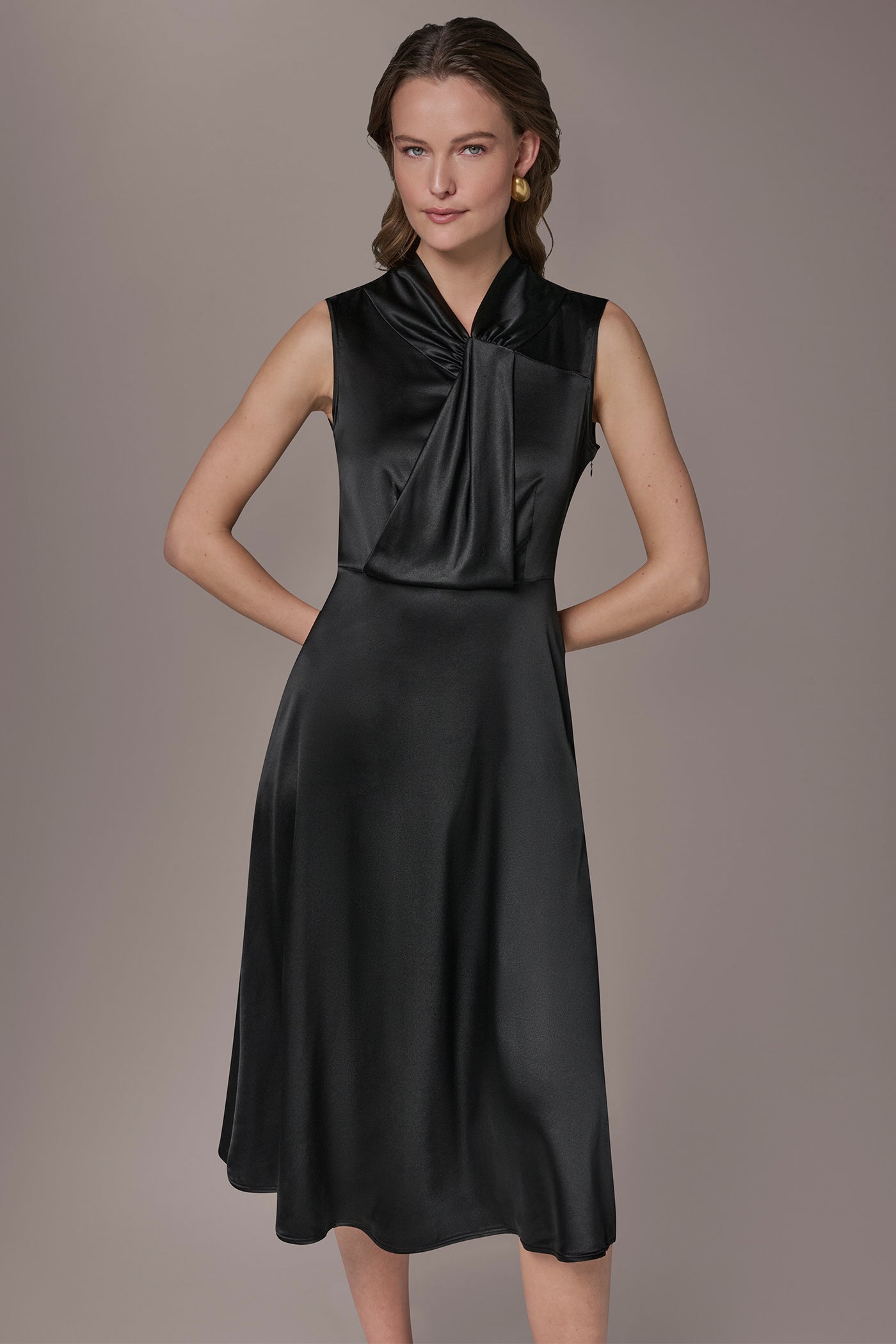 Donna Karan | SILK-CHARMEUSE MIDI A-LINE DRESS