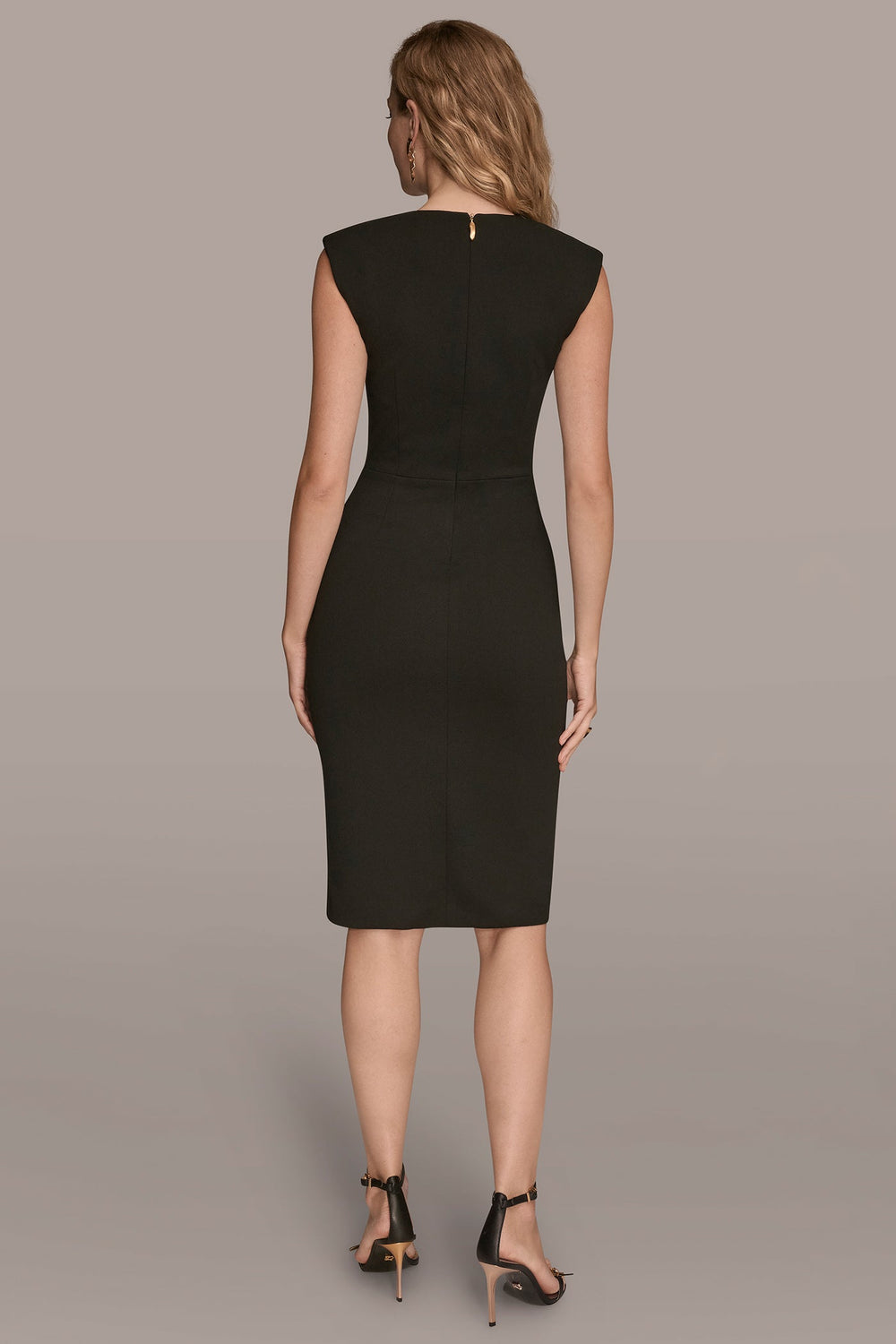 Donna Karan | SLEEVELESS SPLIT-FRONT MIDI SHEATH DRESS