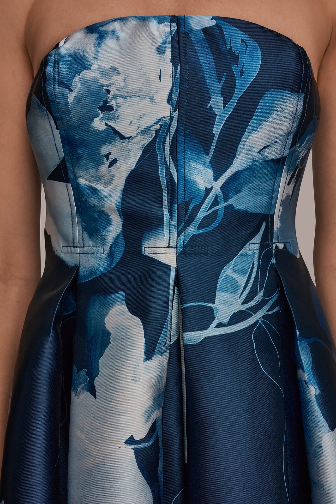 Donna Karan | MIKADO STRAPLESS FLORAL MIDI GOWN