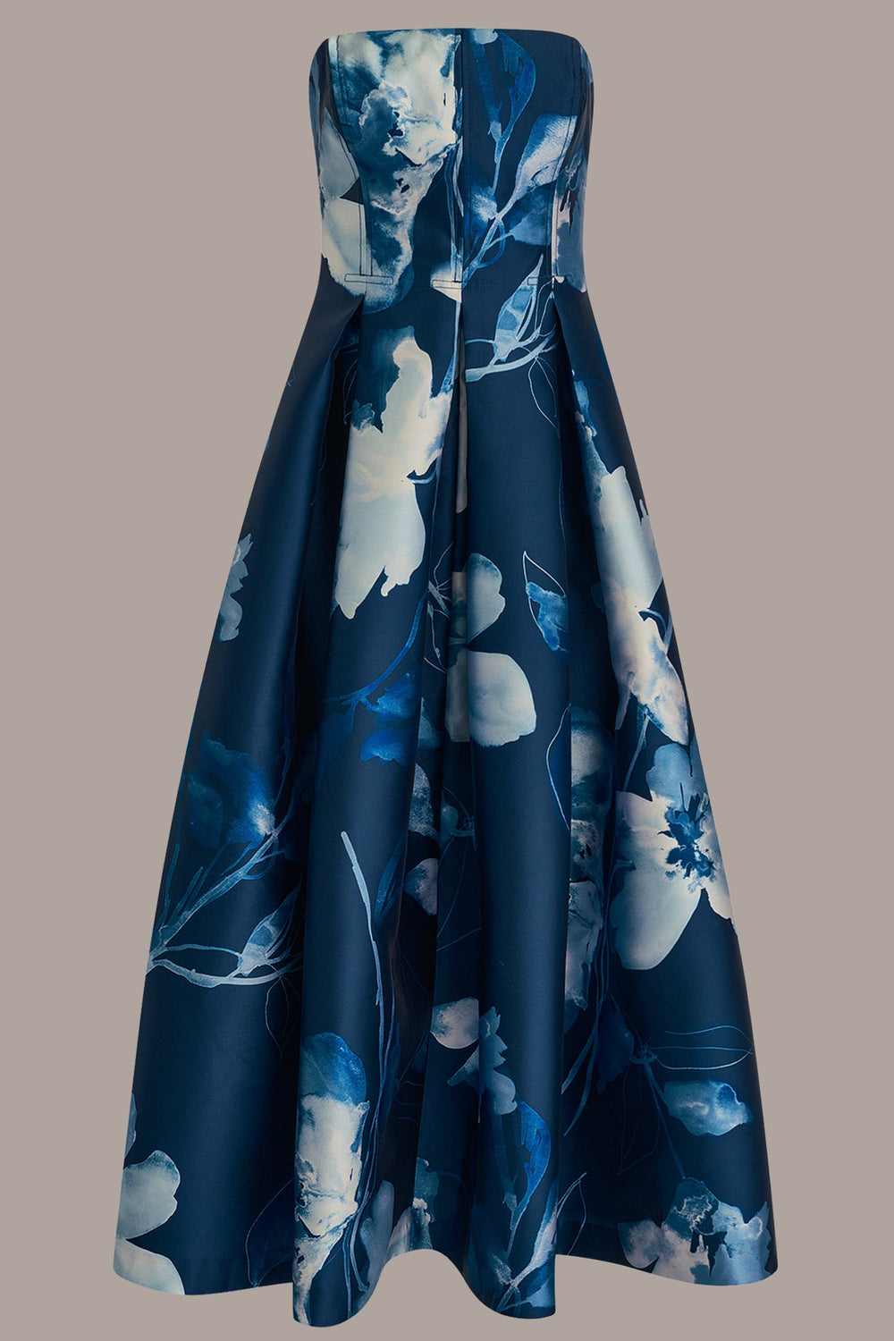 Donna Karan | MIKADO STRAPLESS FLORAL MIDI GOWN