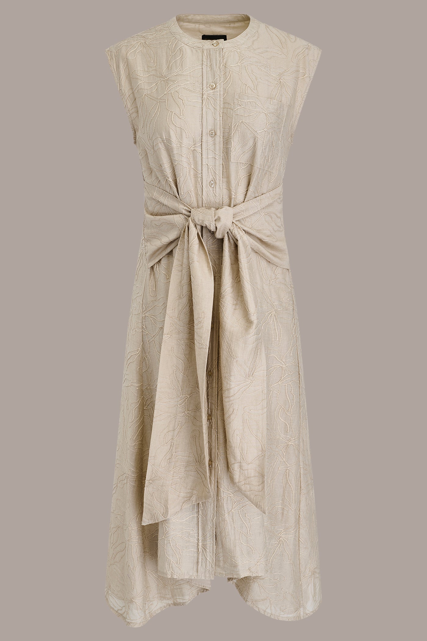 Donna Karan | EMBROIDERED TIE-FRONT MIDI DRESS