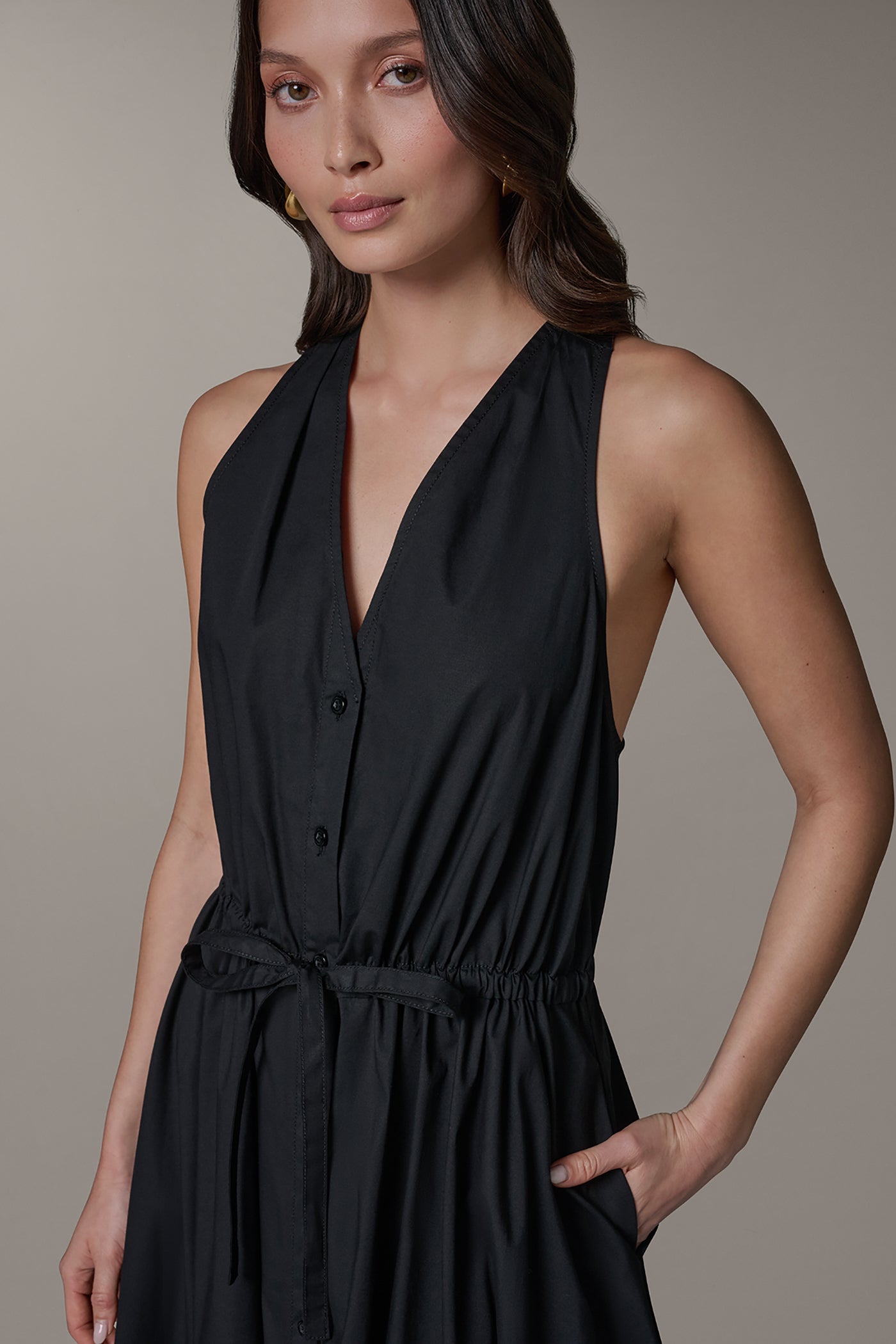 Donna Karan | SLEEVELESS MIDI HALTER DRESS