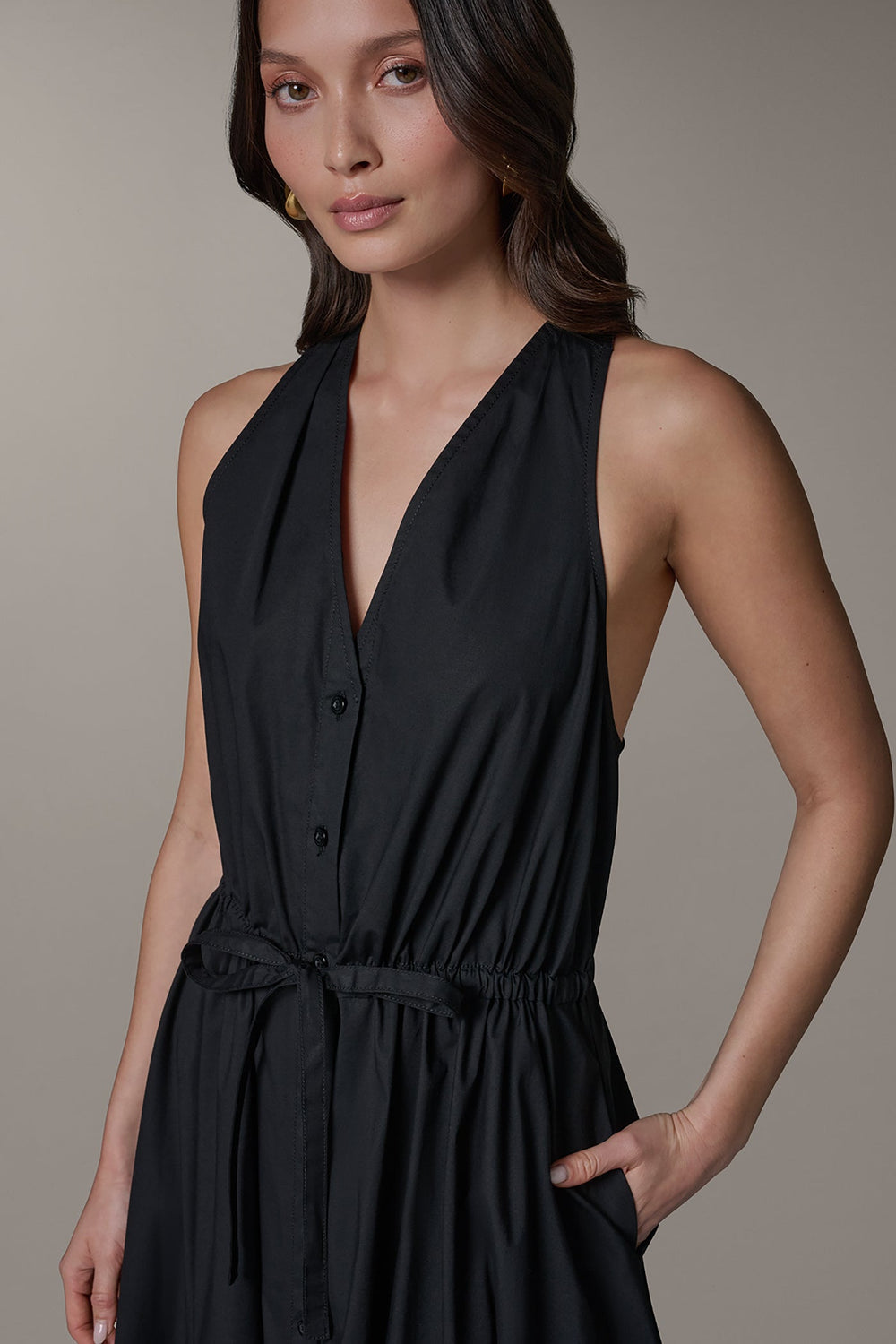 Donna Karan | SLEEVELESS MIDI HALTER DRESS