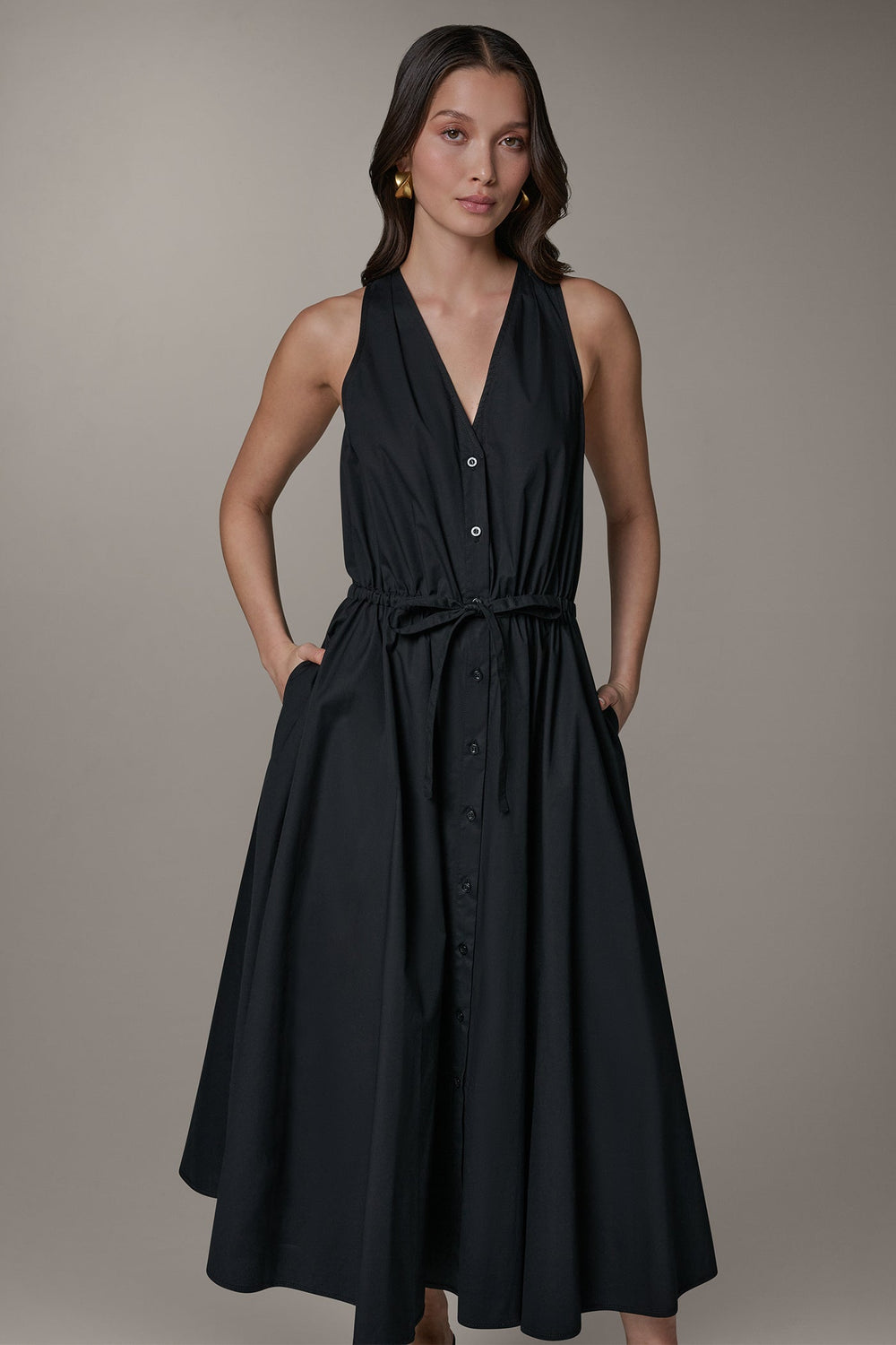 Donna Karan | SLEEVELESS MIDI HALTER DRESS