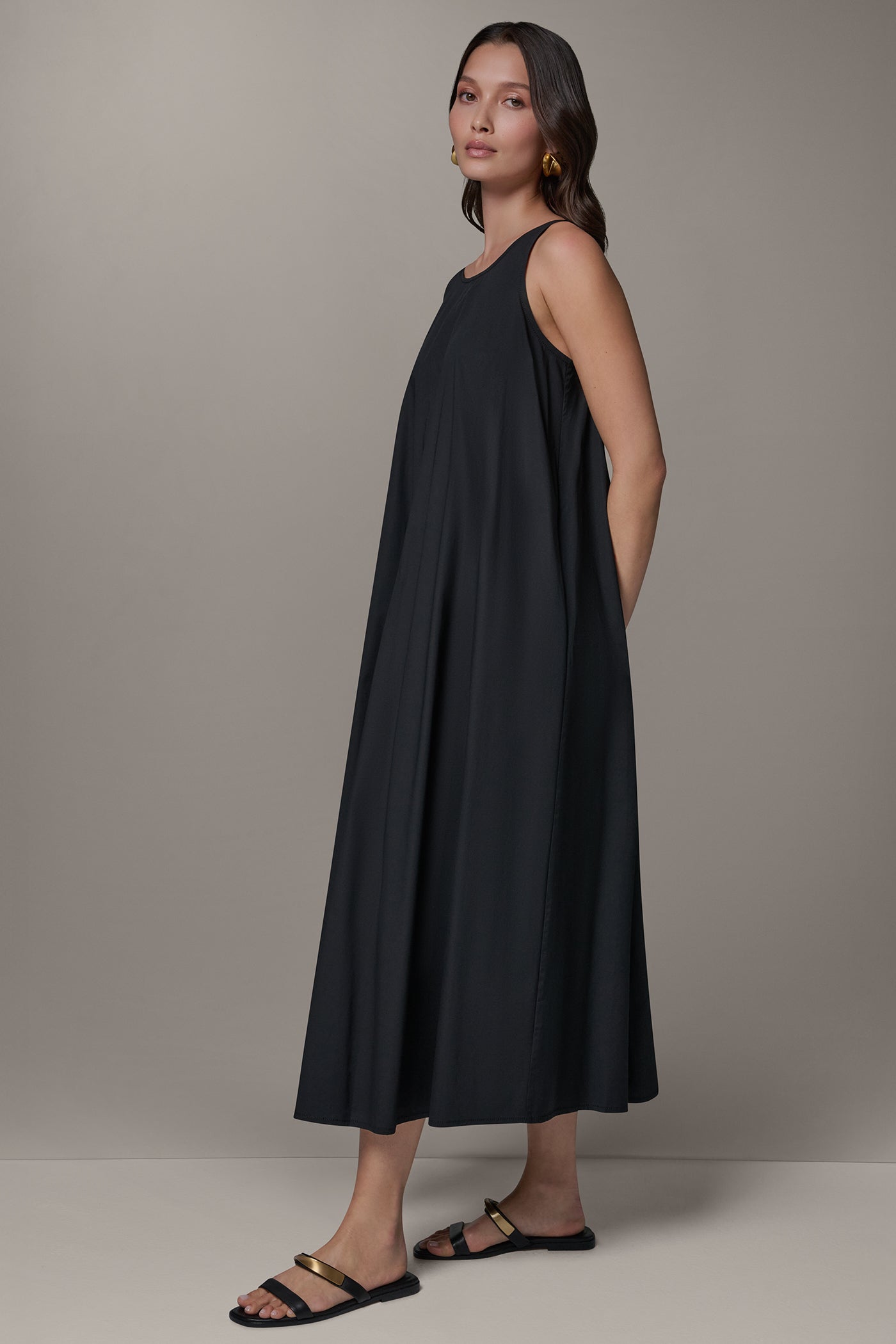 Donna Karan | SLEEVELESS MAXI TRAPEZE DRESS