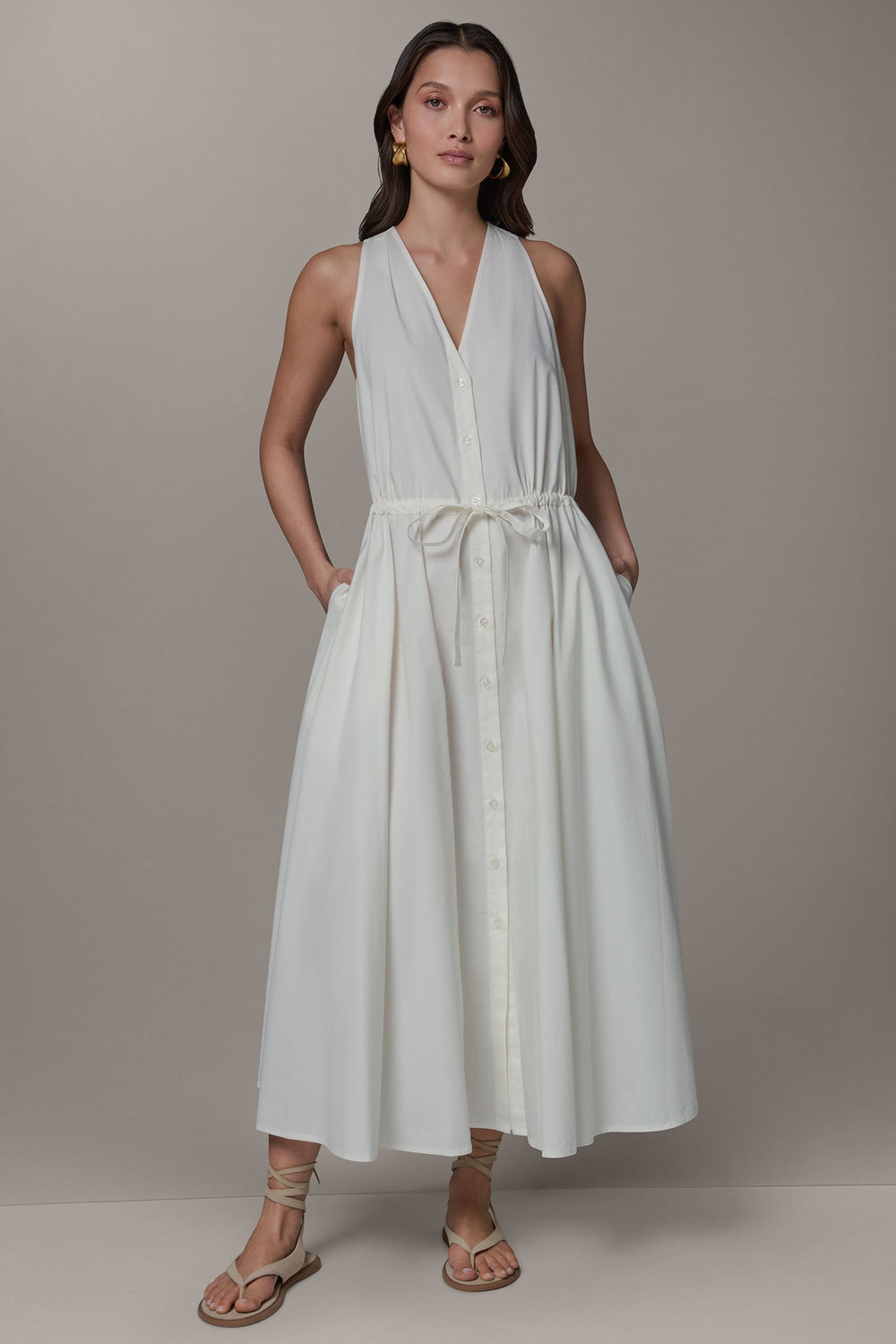 Donna Karan | SLEEVELESS MIDI HALTER DRESS