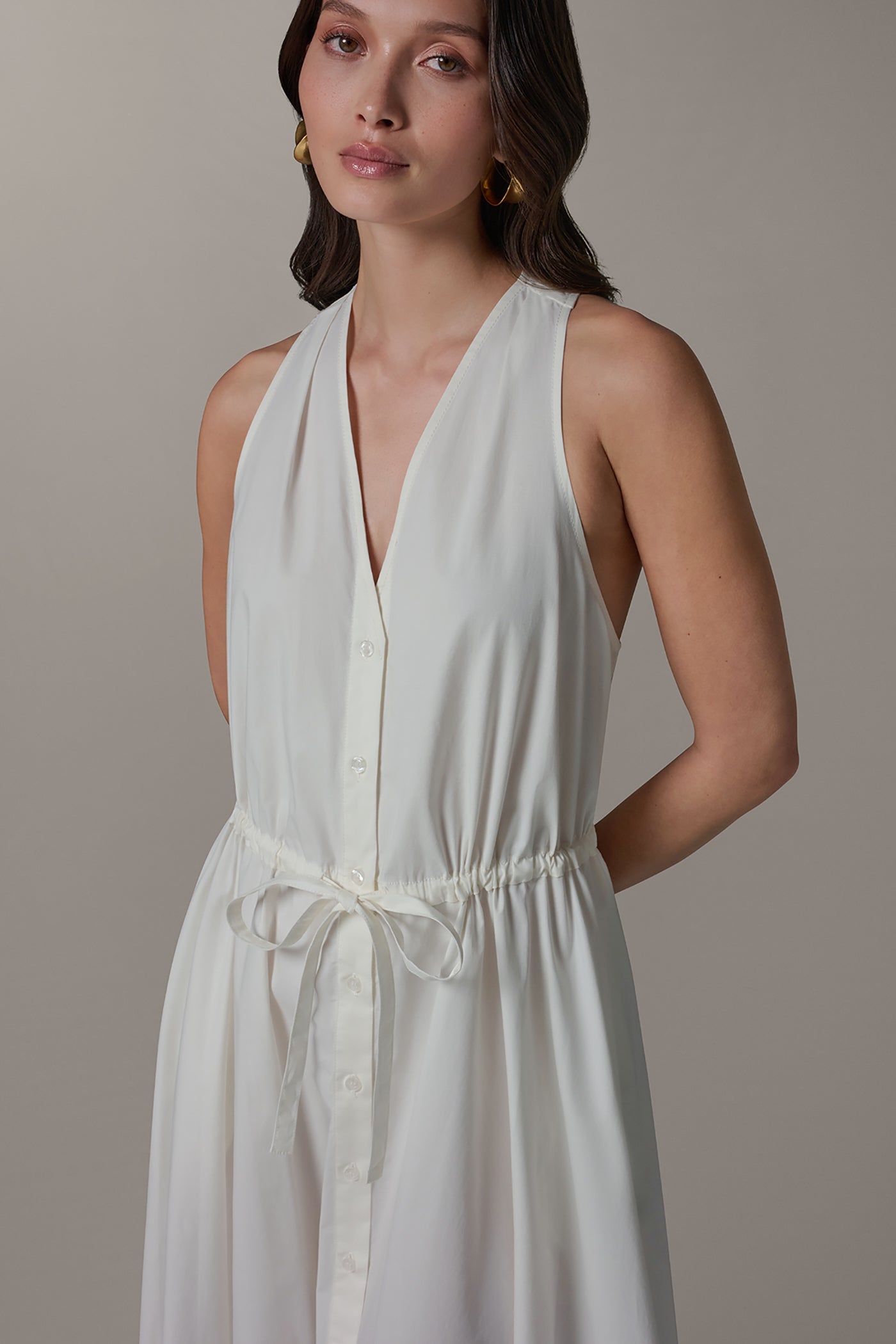 Donna Karan | SLEEVELESS MIDI HALTER DRESS