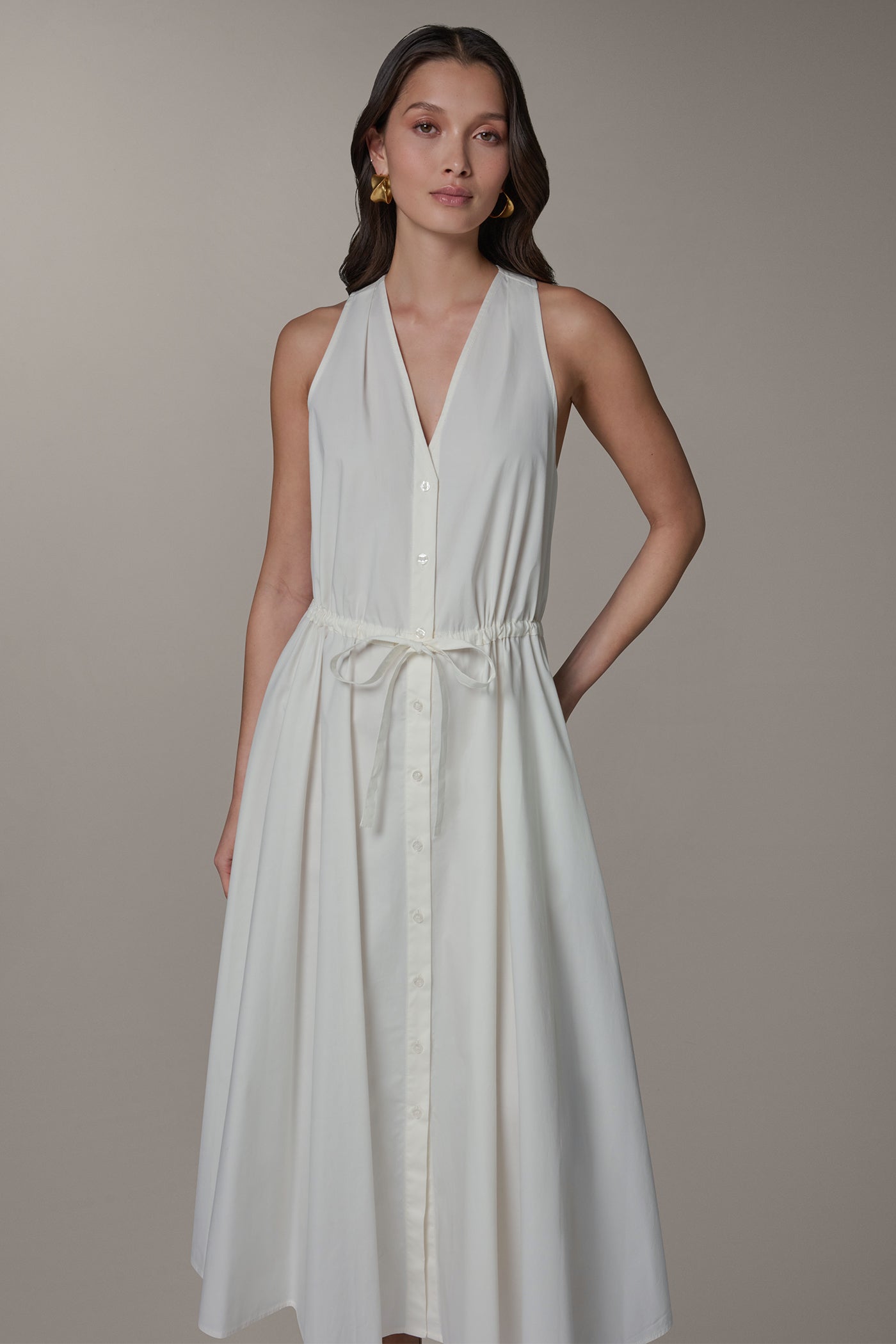 Donna Karan | SLEEVELESS MIDI HALTER DRESS